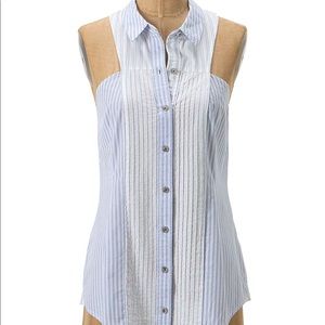 Maeve Striped Sleeveless Button Down